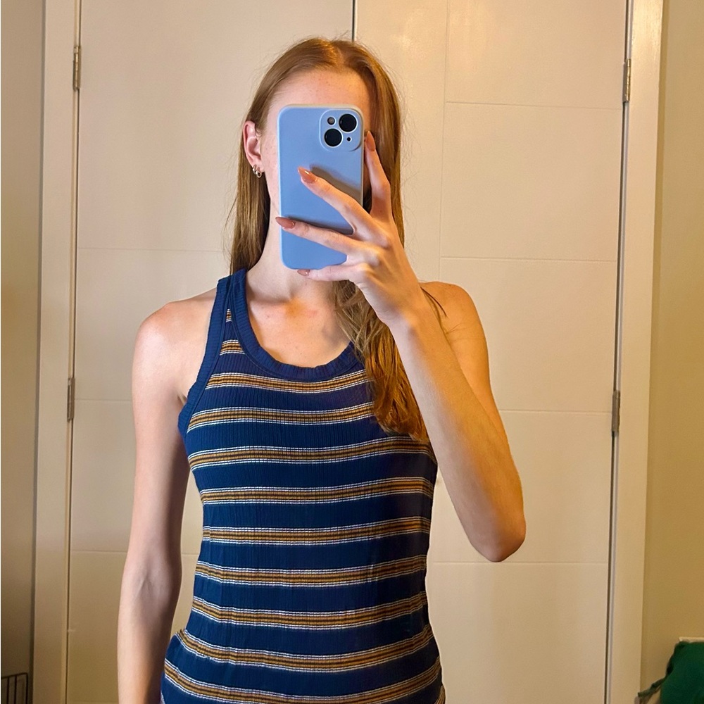 American Eagle Outfitters Blue Striped Tank Top
